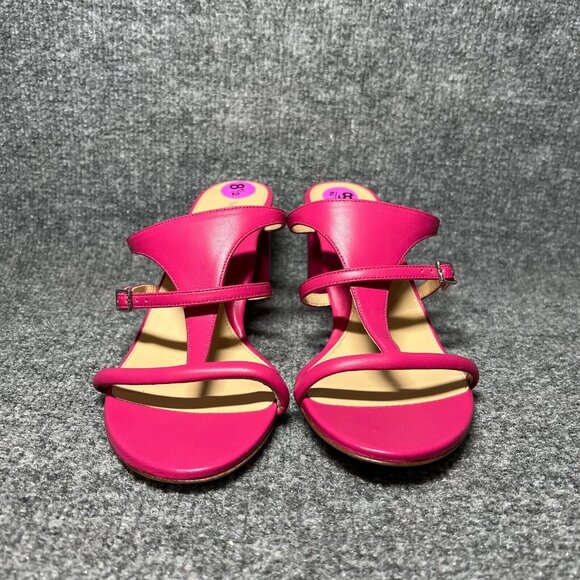 Marion Parke Pink Leather Sandals Heeled Slide Size 39.5 US 8.5 NEW - Picture 2 of 10